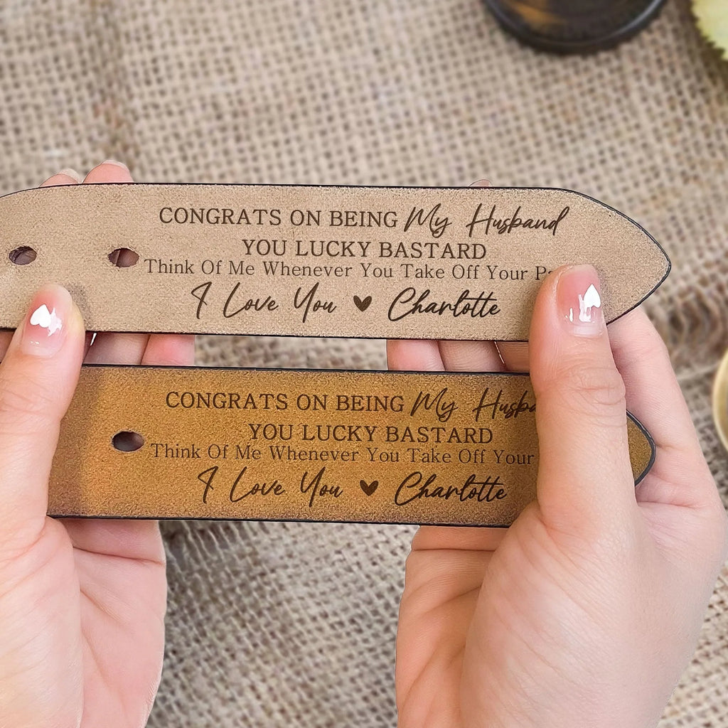 Funny Personalized Engraved Leather Belt for Husband