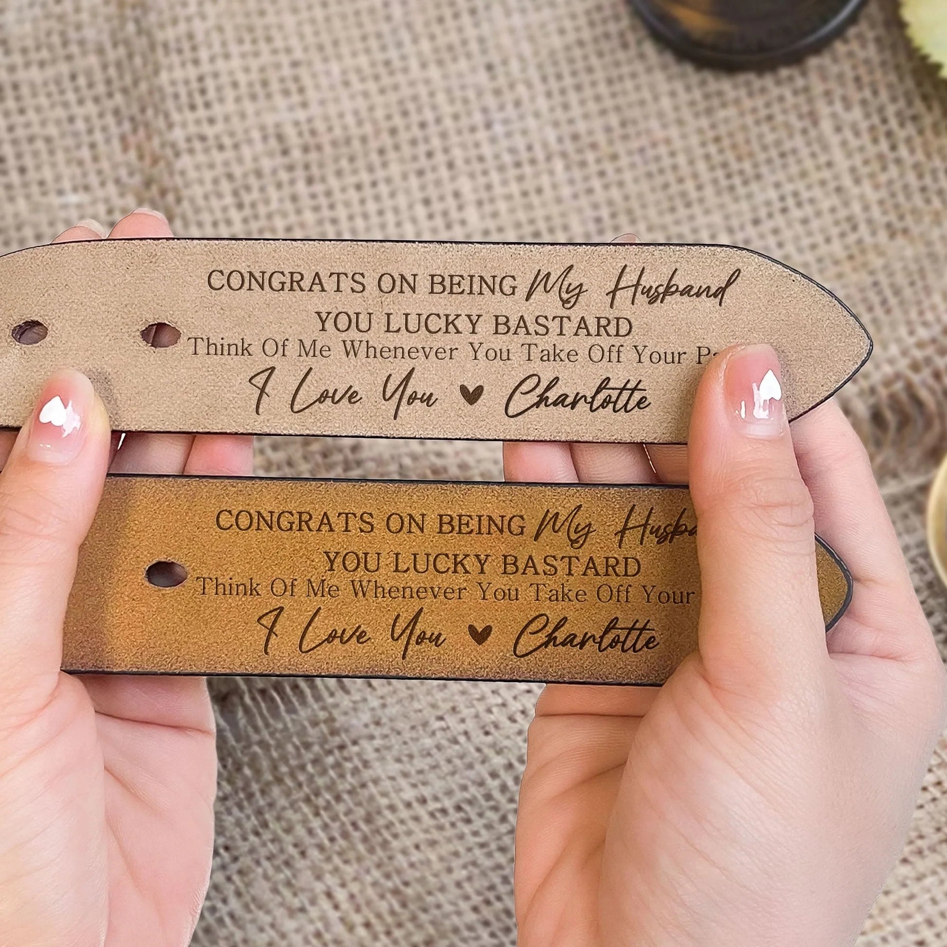 Funny Personalized Engraved Leather Belt for Husband