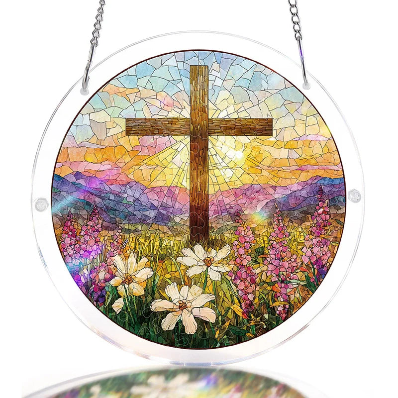 Garden of Holy Light Acrylic Suncatcher Puzzle – Radiant Window Art Décor