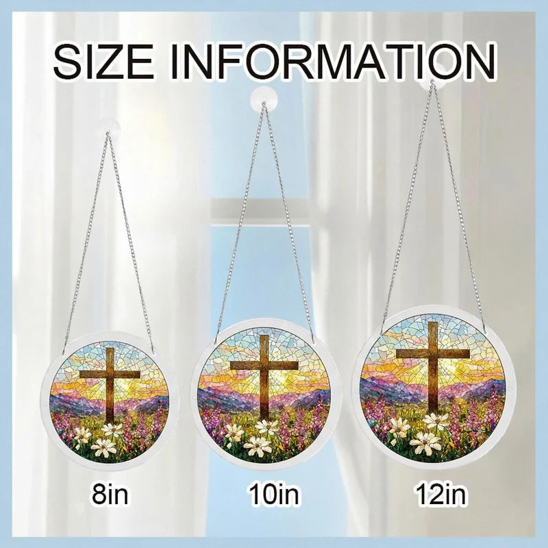 Garden of Holy Light Acrylic Suncatcher – Radiant Faith-Inspired Window Art Décor