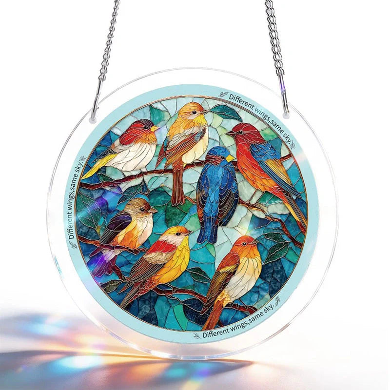 Glowing Feather Haven Acrylic Suncatcher – Radiant Feather Light Window Hanging Decor