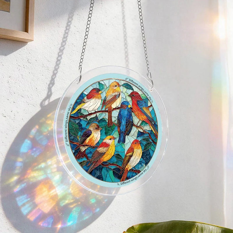 Glowing Feather Haven Acrylic Suncatcher – Radiant Feather Light Window Hanging Decor