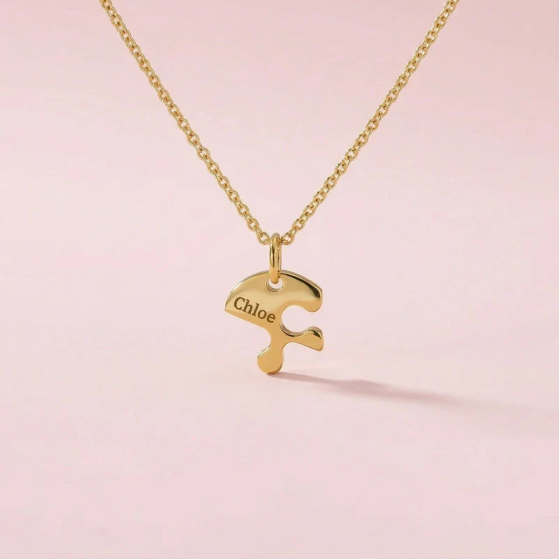 Heart Puzzle Name Necklace with Birthstones (2–5 Names) – Personalized Family & Best Friends Jewelry Set