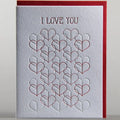 Hearts I Love You Letterpress Card