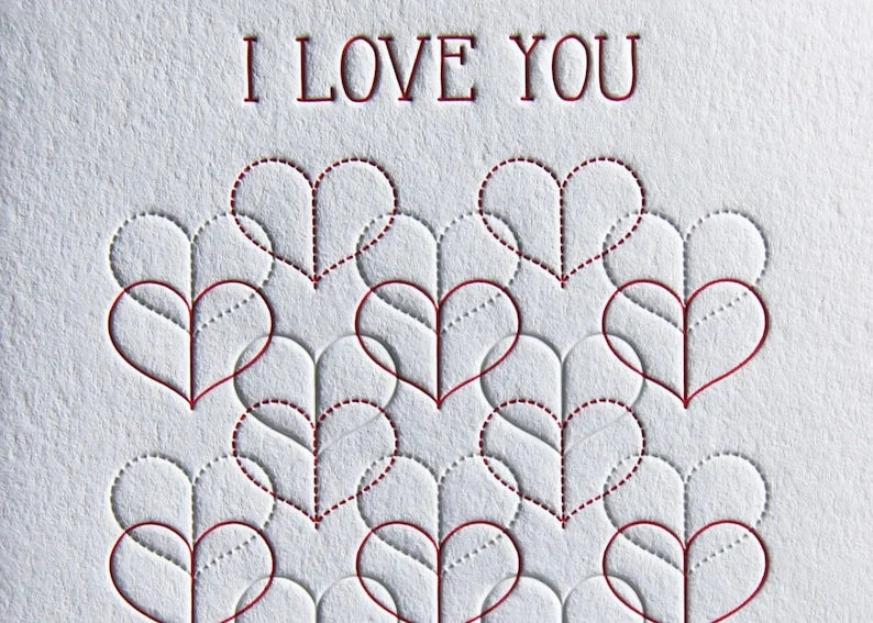 Hearts I Love You Letterpress Card