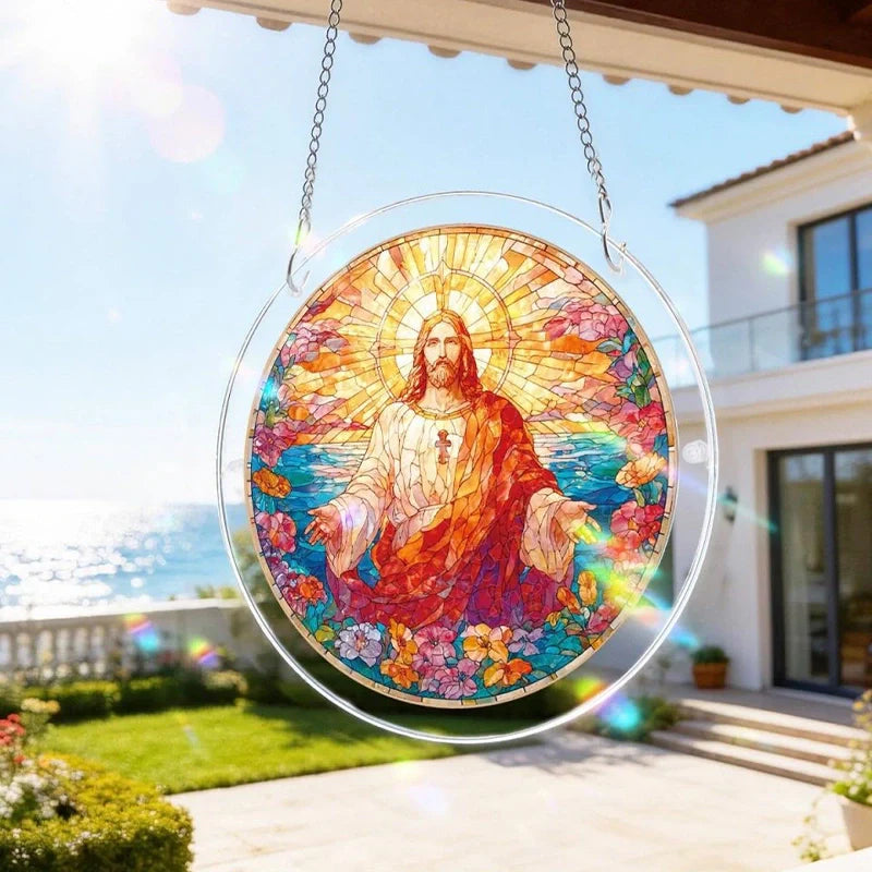Holy Light of Jesus Acrylic Suncatcher – Radiant Christian Window Decor & Faith-Inspired Gift