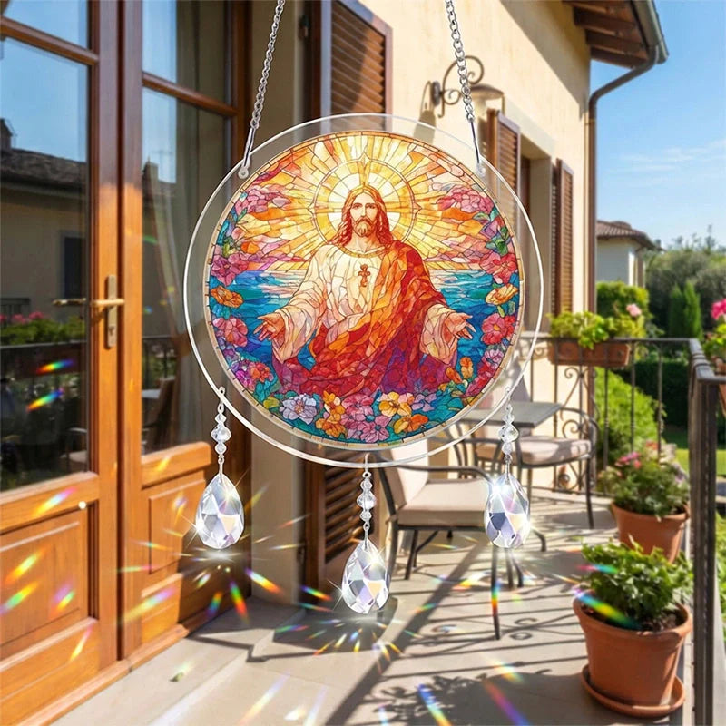 Holy Light of Jesus Acrylic Suncatcher – Radiant Christian Window Decor & Faith-Inspired Gift