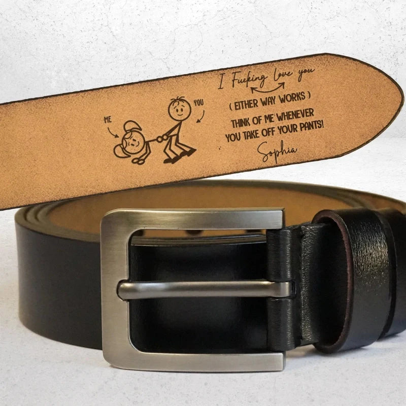 Personalized Engraved Leather Belt for Him