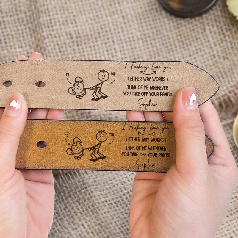 Personalized Engraved Leather Belt for Him