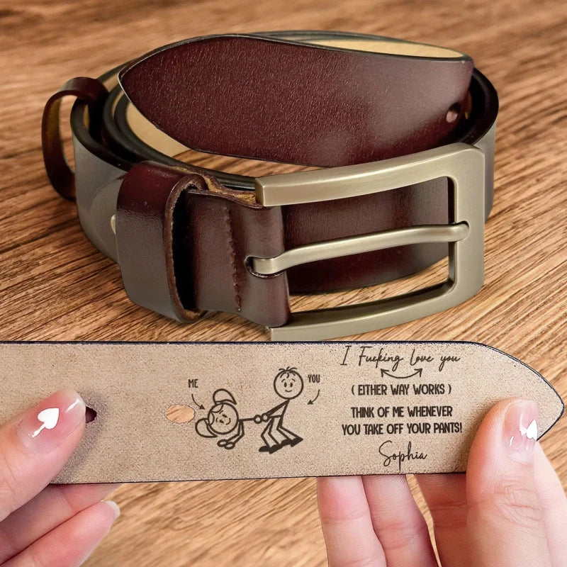Personalized Engraved Leather Belt for Him