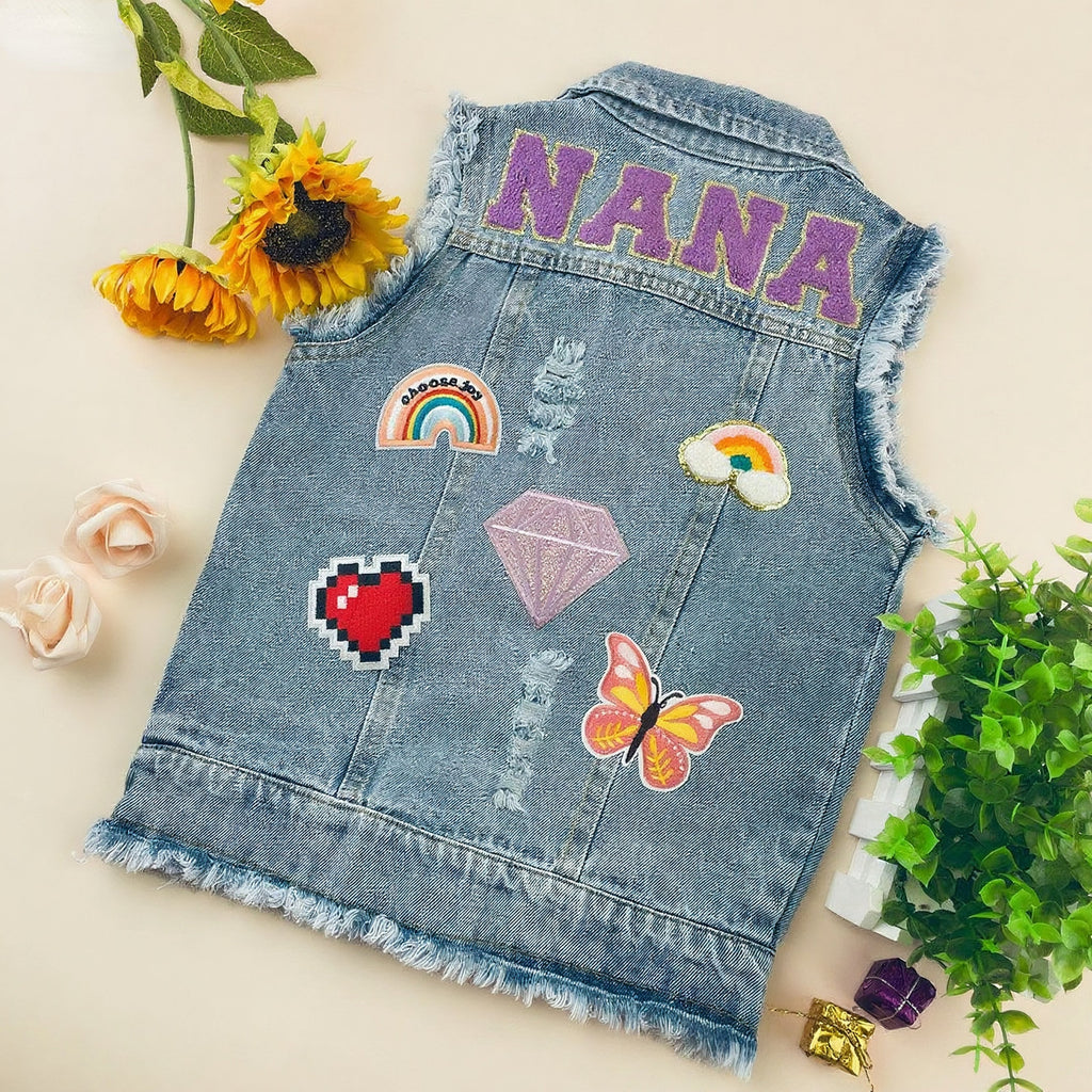 Personalized Children’s Patch Denim Vest – Custom Name Jean Vest for Boys & Girls