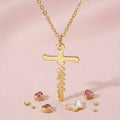 Mom Birthstone Cross Necklace – Personalized Mama Cross Necklace, Christian Mother’s Day Gift for Mom