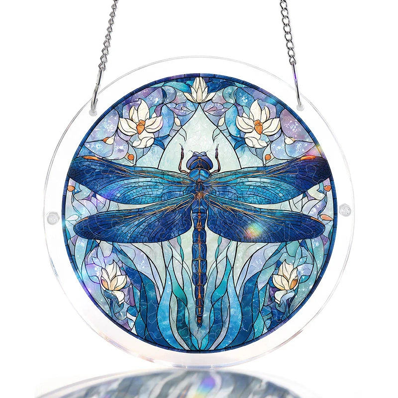 Moonlit Dragonfly Acrylic Puzzle Suncatcher – Glowing Window Art