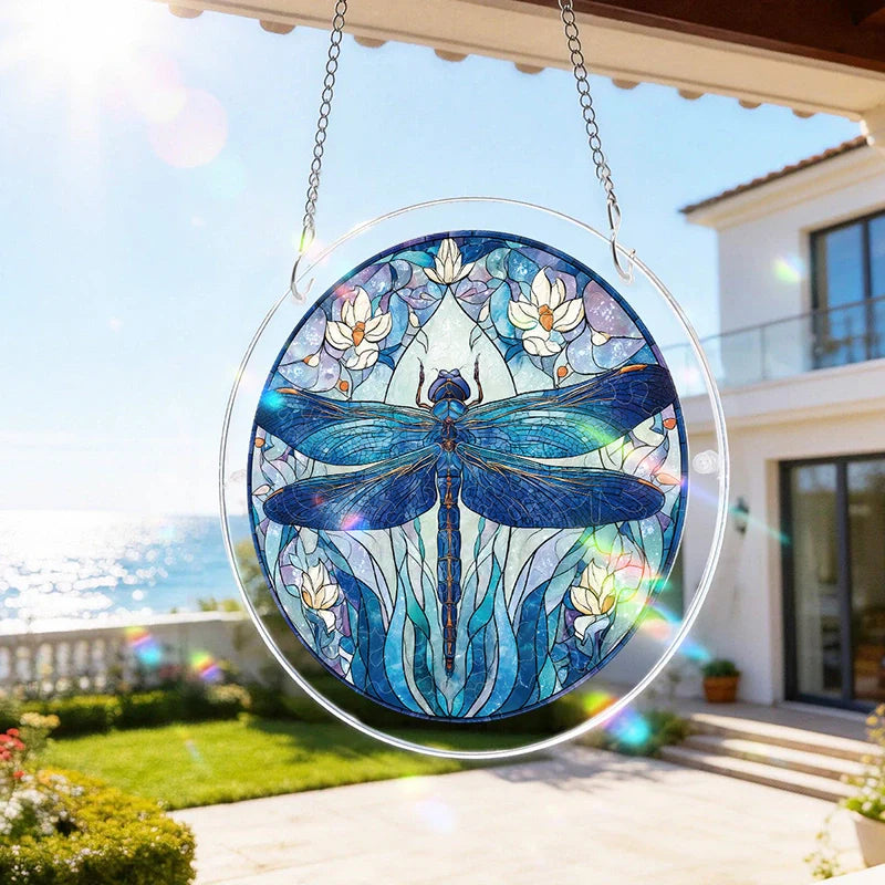 Moonlit Dragonfly Acrylic Puzzle Suncatcher – Glowing Window Art