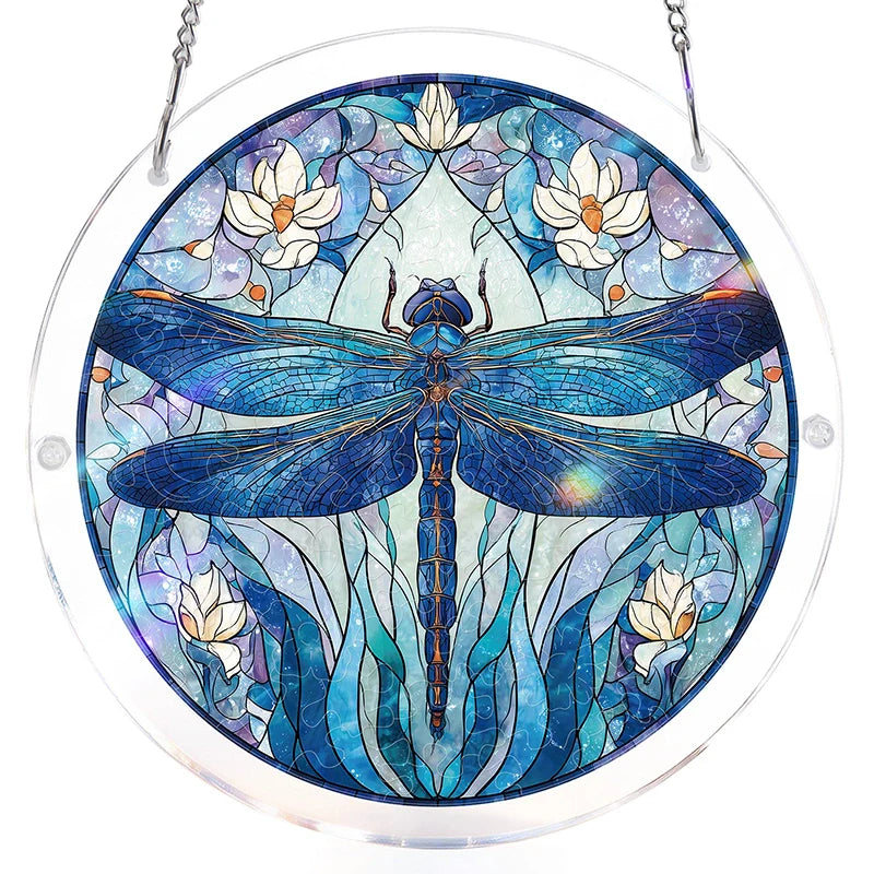 Moonlit Dragonfly Acrylic Puzzle Suncatcher – Glowing Window Art