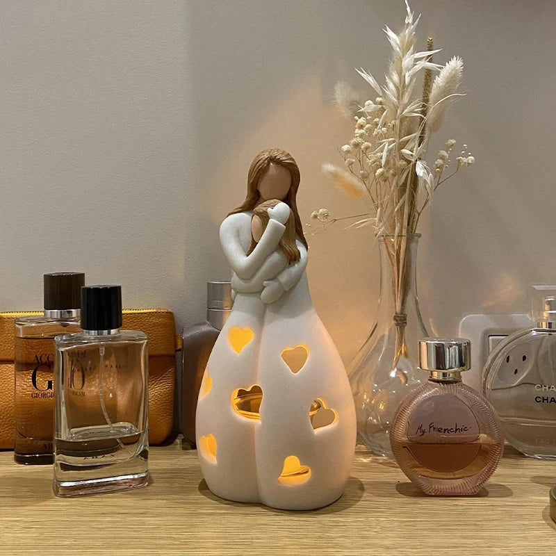 Mother & Daughter Candle Holder Statue – Sentimental Gift for Mom