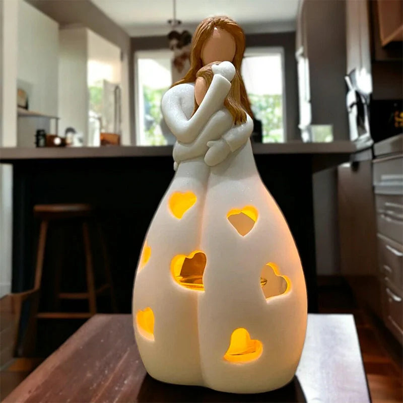 Mother & Daughter Candle Holder Statue – Sentimental Gift for Mom