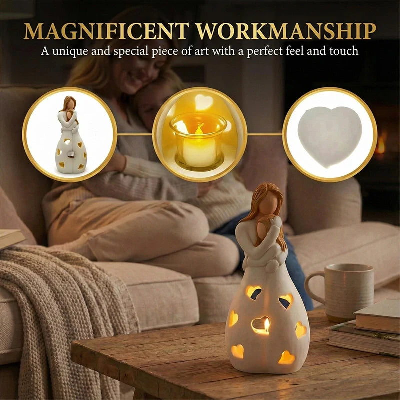 Mother & Daughter Candle Holder Statue – Sentimental Gift for Mom