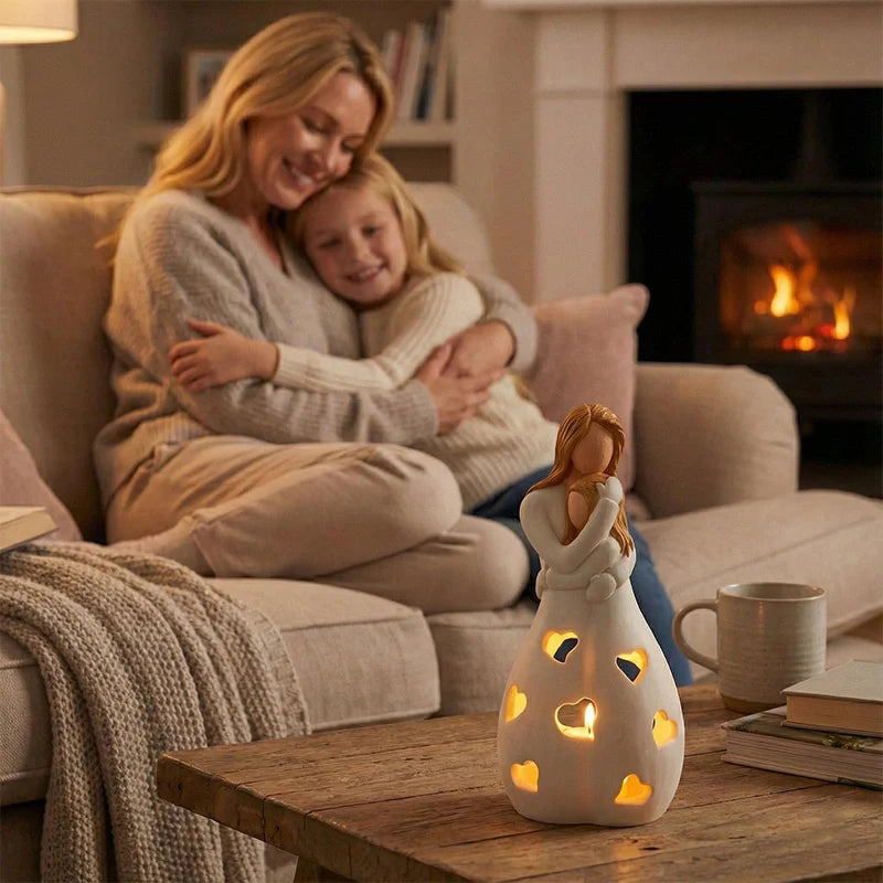 Mother & Daughter Candle Holder Statue – Sentimental Gift for Mom