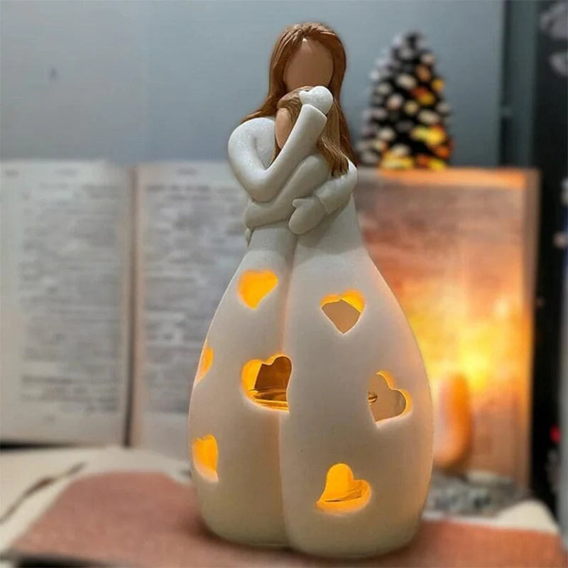 Mother & Daughter Candle Holder Statue – Sentimental Gift for Mom