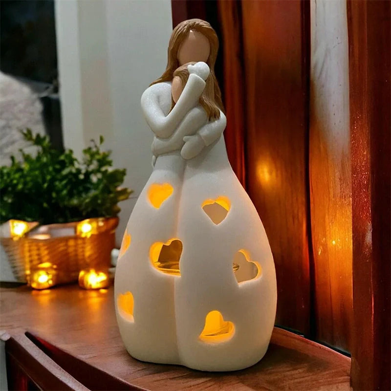 Mother & Daughter Candle Holder Statue – Sentimental Gift for Mom