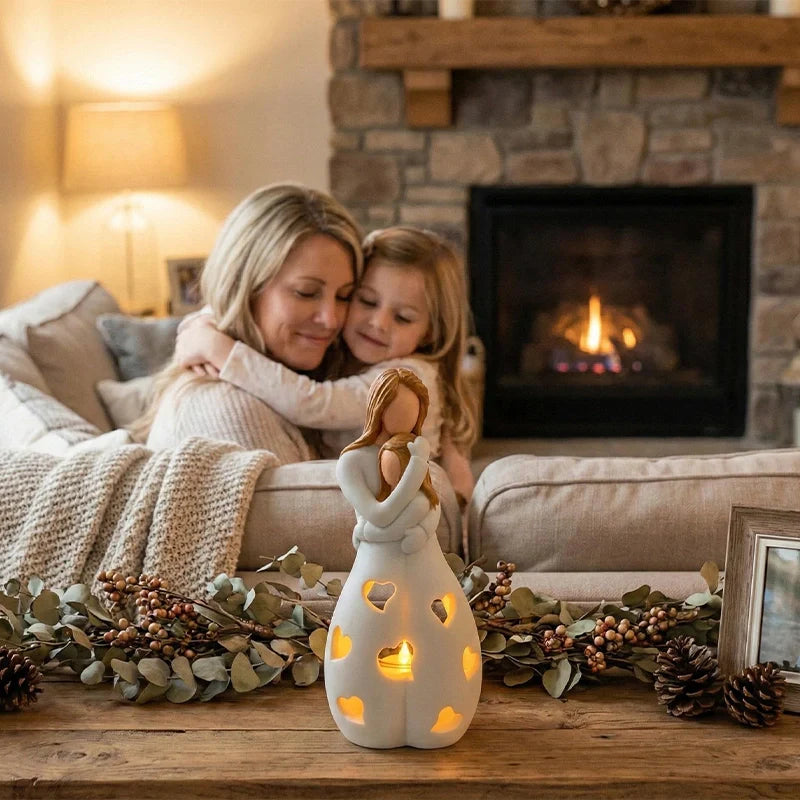 Mother & Daughter Candle Holder Statue – Sentimental Gift for Mom