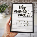 My Missing Piece™ Personalized Valentine’s Day Sign — Custom Puzzle Piece Name Plaque | Anniversary Gift for Couples | Romantic Shelf Decor