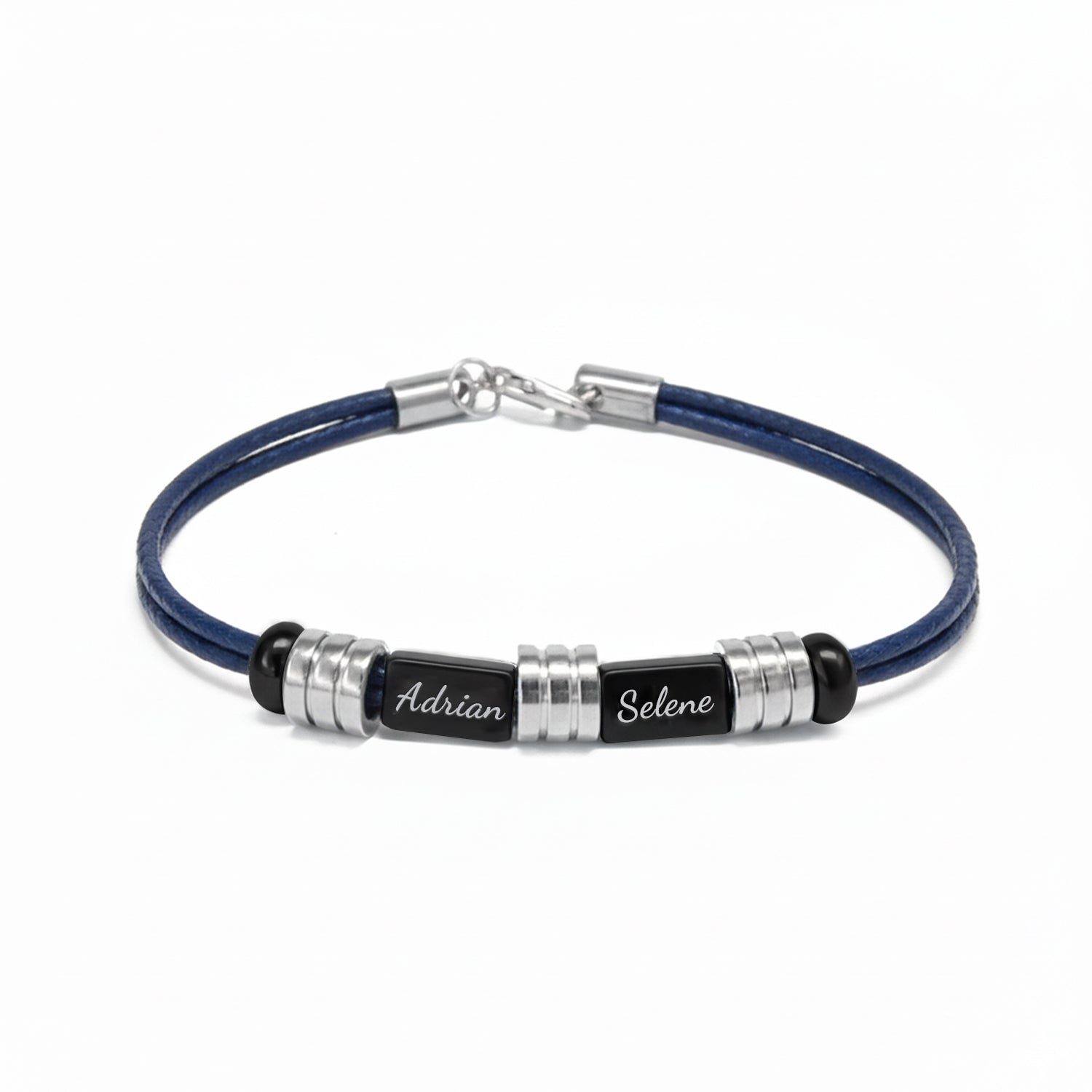 Men’s Personalized Braided Leather Name Bracelet – Custom Titanium Steel Engraved ID Wristband, Stylish Gift for Him