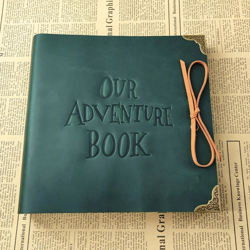 Our Adventure Book Leather Photo Album Scrapbook | Custom Wedding Guest Book & Travel Memory Album