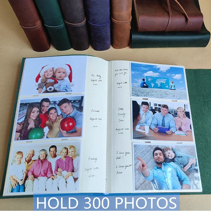 Our Adventure Book Leather Photo Album Scrapbook | Custom Wedding Guest Book & Travel Memory Album