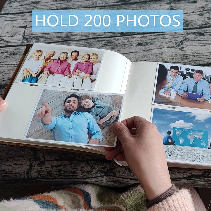 Our Adventure Book Leather Photo Album Scrapbook | Custom Wedding Guest Book & Travel Memory Album