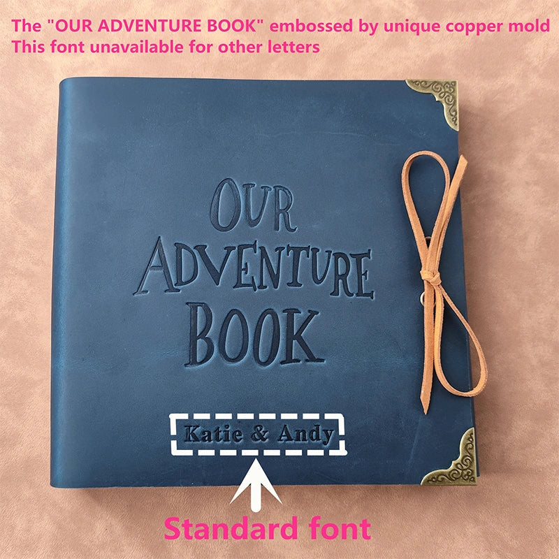 Our Adventure Book Leather Photo Album Scrapbook | Custom Wedding Guest Book & Travel Memory Album