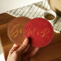 Personalised Leather Coaster with Couple Initials – Handmade Vintage Coasters, Custom Anniversary Gift for Couples, Wedding Gifts