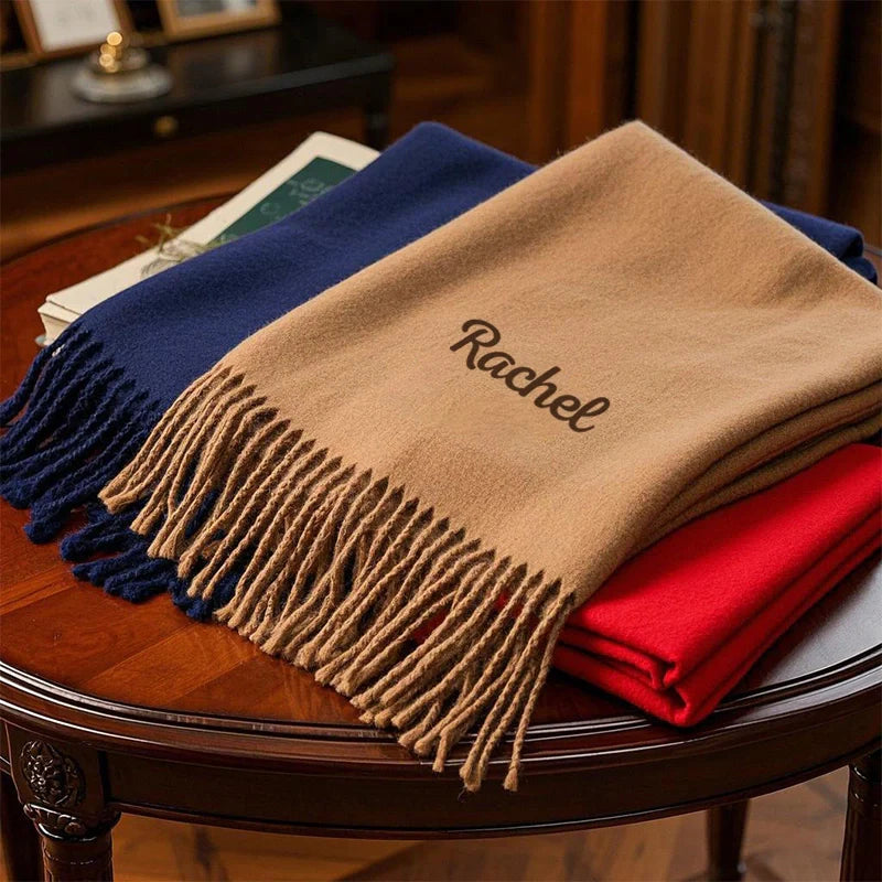 Personalised Luxury Embroidered Scarf – Custom Winter Scarf for Women, Christmas Gift & Bridesmaid Shawl