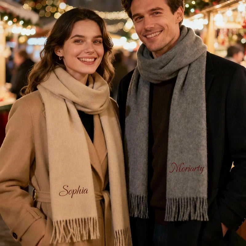 Personalised Luxury Embroidered Scarf – Custom Winter Scarf for Women, Christmas Gift & Bridesmaid Shawl