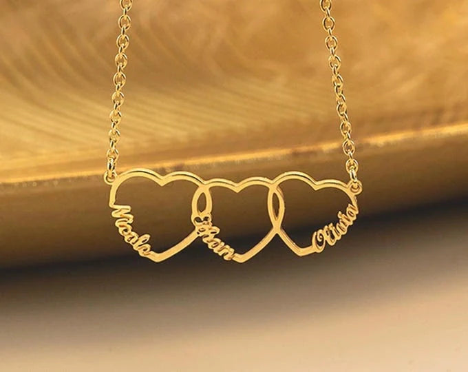 Personalized 1–5 Heart Name Necklace for Mom – Custom Family Names Necklace | Mother’s Day Gift