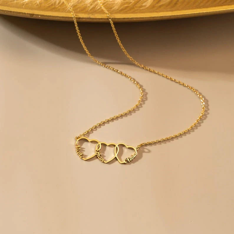 Personalized 1–5 Heart Name Necklace for Mom – Custom Family Names Necklace | Mother’s Day Gift