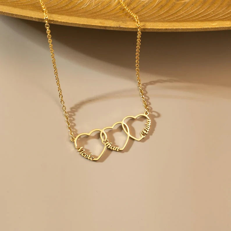 Personalized 1–5 Heart Name Necklace for Mom – Custom Family Names Necklace | Mother’s Day Gift