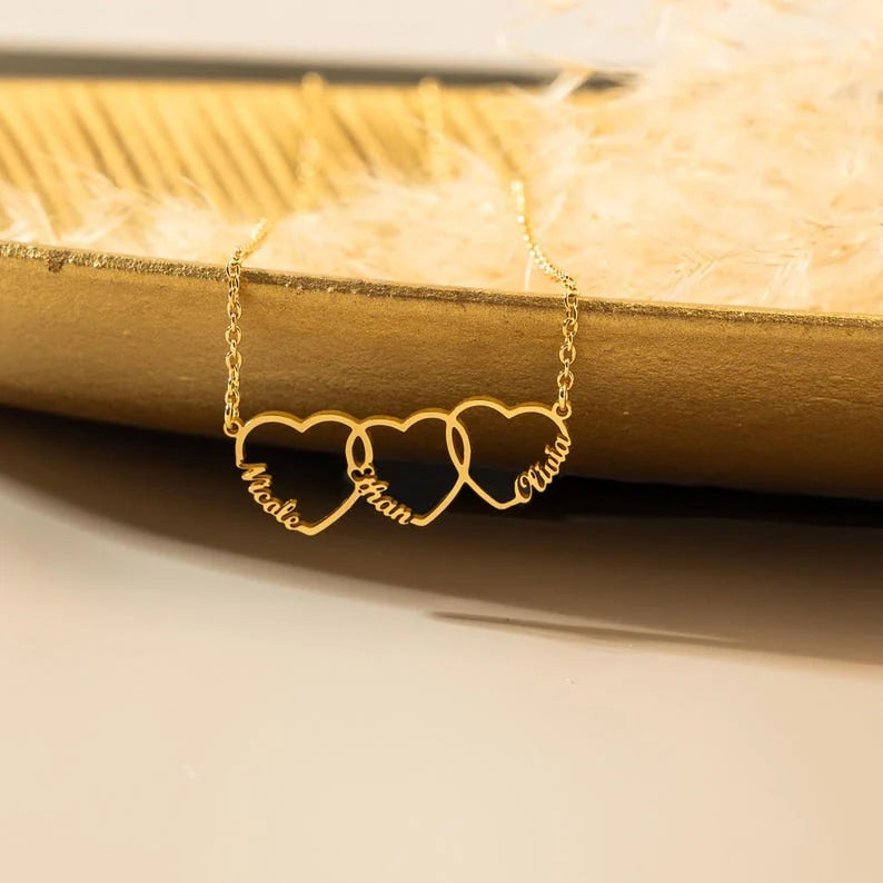 Personalized 1–5 Heart Name Necklace for Mom – Custom Family Names Necklace | Mother’s Day Gift