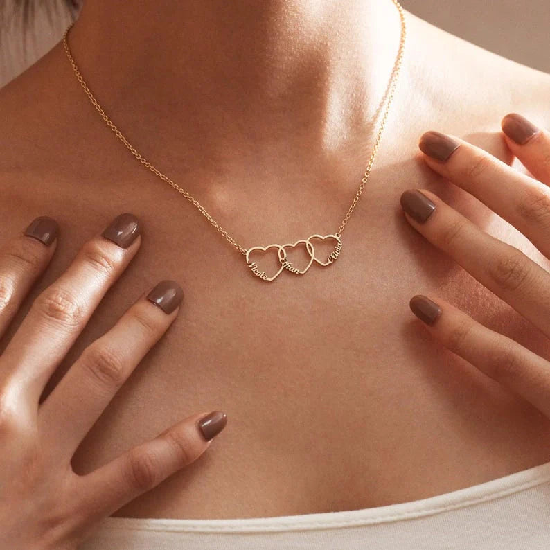 Personalized 1–5 Heart Name Necklace for Mom – Custom Family Names Necklace | Mother’s Day Gift