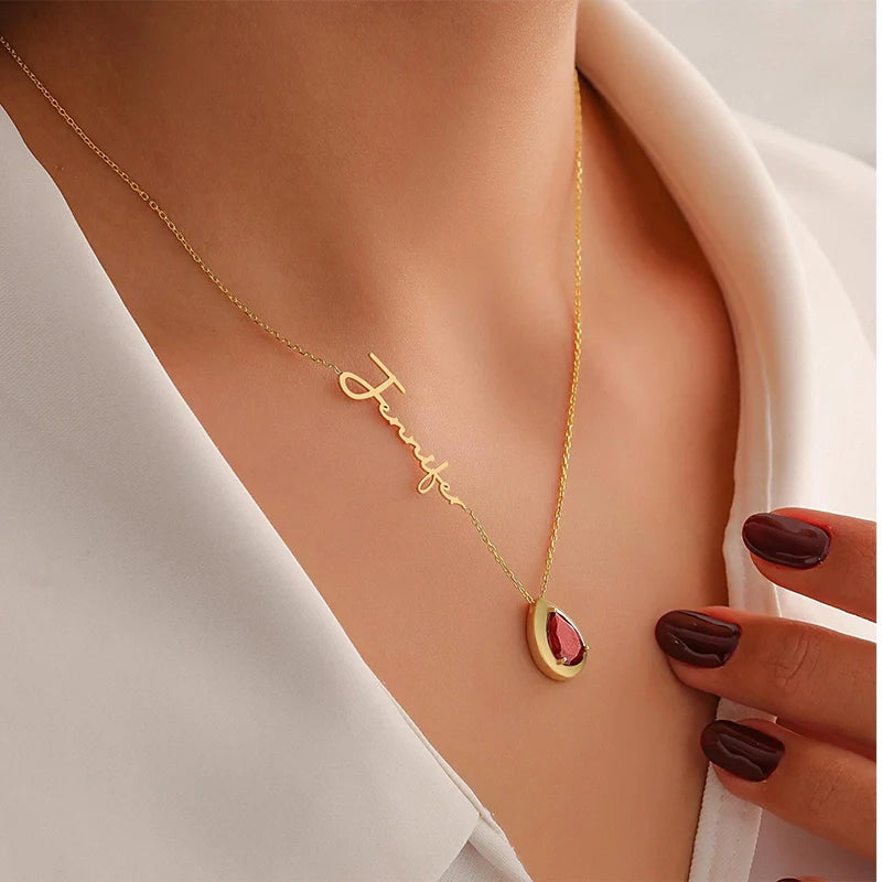 Personalized Alexandrite Birthstone Name Necklace – June Birthstone Gift for Mom, Custom Jewelry for Mother’s Day