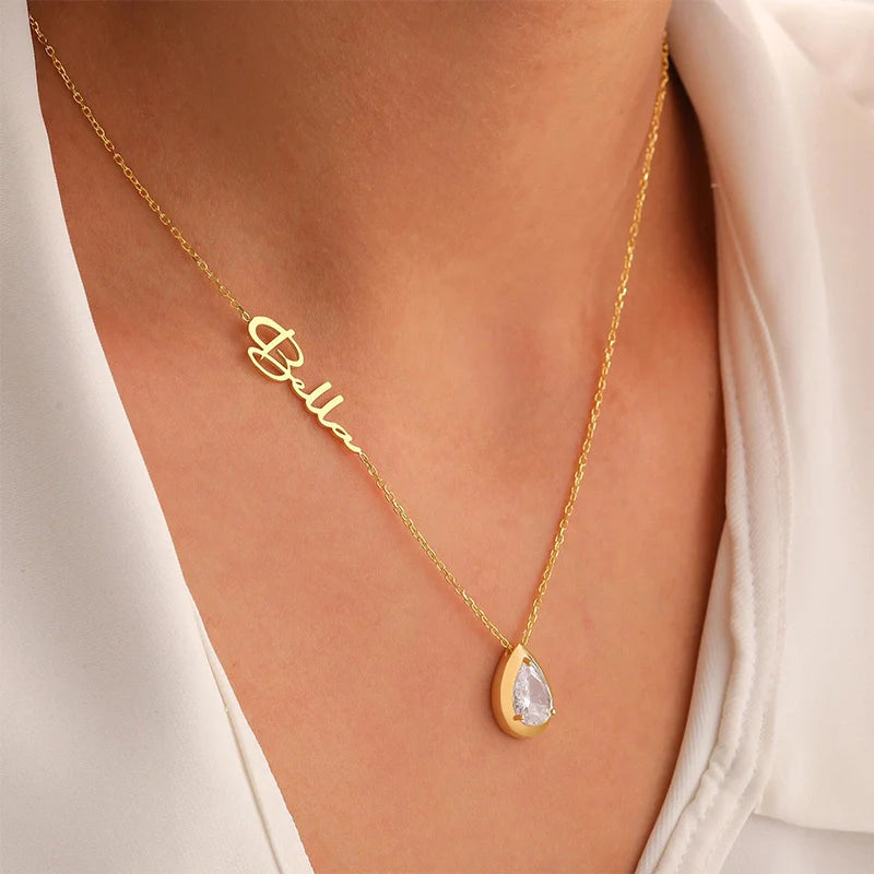Personalized Alexandrite Birthstone Name Necklace – June Birthstone Gift for Mom, Custom Jewelry for Mother’s Day