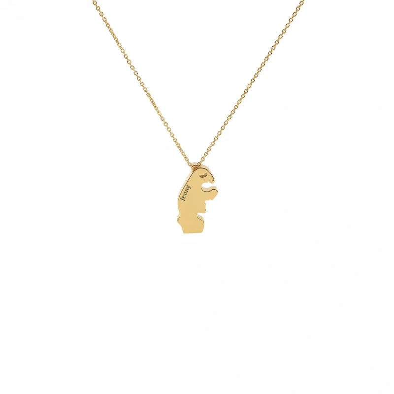 Personalized Bear Family Necklace – Custom Mom Necklace with Kids Names, Engraved Heart Pendant Gift