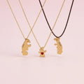 Personalized Bear Family Necklace – Custom Mom Necklace with Kids Names, Engraved Heart Pendant Gift
