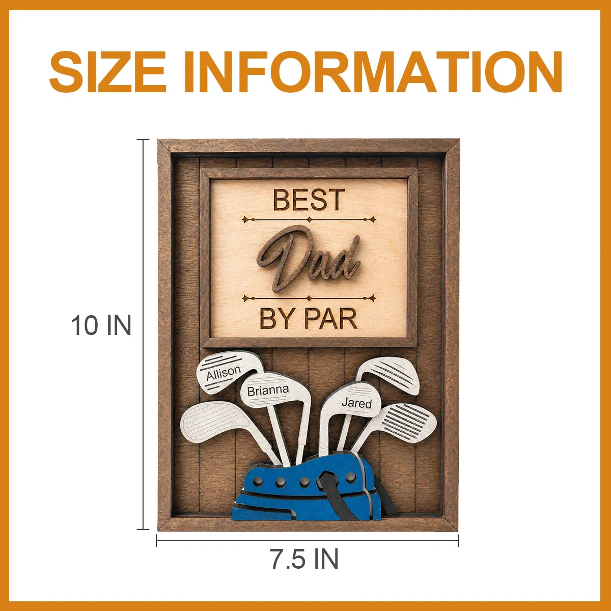 Personalized “Best Dad by Par” Golf Sign – Custom Name Gift for Dad, Grandpa & Golf Lovers