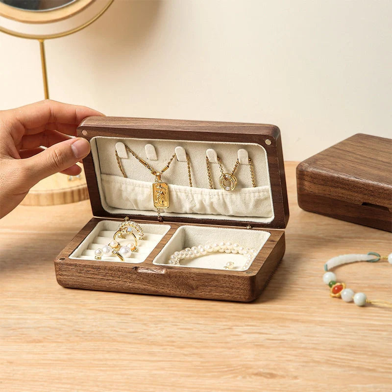 Personalized Birth Flower Black Walnut Jewelry Box – Custom Gift for Mom, Bridesmaids, or Her