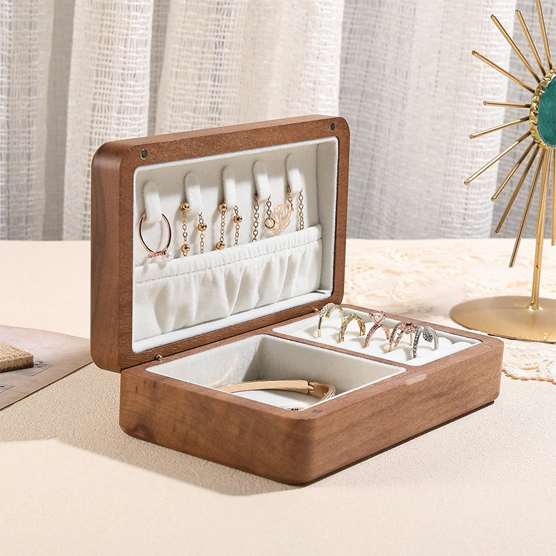 Personalized Birth Flower Black Walnut Jewelry Box – Custom Gift for Mom, Bridesmaids, or Her