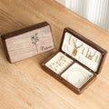 Personalized Birth Flower Black Walnut Jewelry Box – Custom Gift for Mom, Bridesmaids, or Her