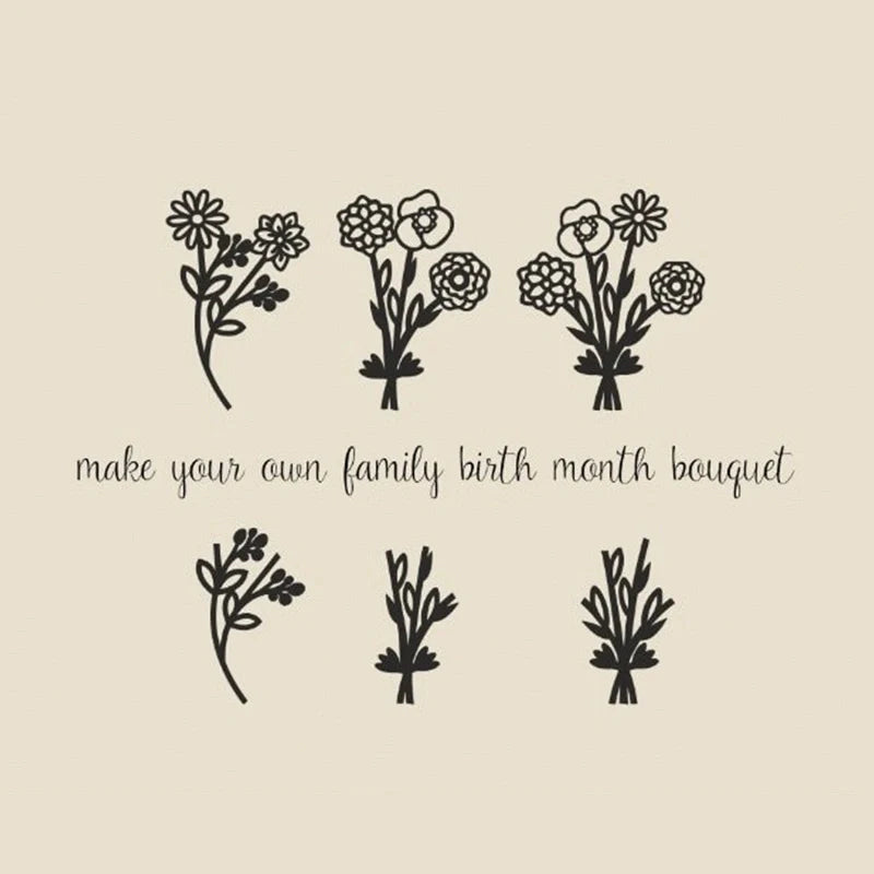 Personalized Birth Flower Bouquet Necklace – Custom Family Birth Flower Necklace for Mom