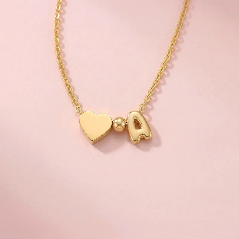 Personalized Bubble Letter Necklace – 14K Gold Initial Necklace for Women | Custom Name Jewelry